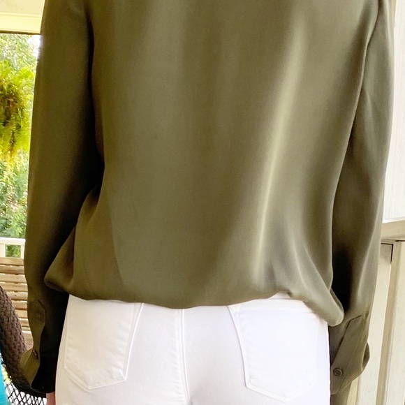 DVF Marci Faux Wrap Silk Olive Blouse NWT - Picture 8 of 16